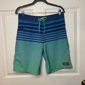 Vineyard Vines Men’s Board Shirts Swim Shorts Size 30” waist Blue and Green GUC
